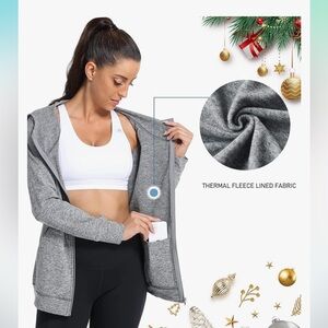 October breast health month. Gray Knit Hoodie Small Front zip with 3 pockets EUC